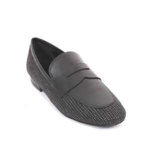 Shana 073 Black Raffia Leather Pumps Loafers Shoes